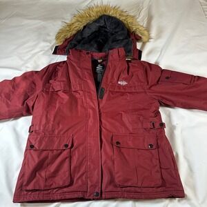Wantdo Mens Mountain Waterproof Ski Jacket Burgundy Red Fleece Lined Parka XL